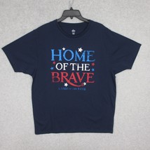 Celebrate Home of the Brave Men&#39;s Tshirt Blue Short Sleeve Patriotic Size L - £5.08 GBP