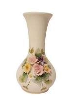 Vintage Lefton Bisque Porcelain Bud Vase 4” Colorful 3D Flowers KW1847 Japan  - £7.98 GBP