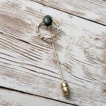 Vintage Hatpin Gold Circle with Green Stone - $9.99
