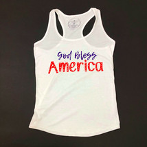 Jane Marie White Racer Back Top God Bless America Small - £11.95 GBP