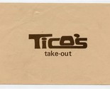 Tico&#39;s Mexican Restaurant Take Out Menu West Drake Road Boulder Colorado... - £14.24 GBP