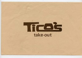 Tico&#39;s Mexican Restaurant Take Out Menu West Drake Road Boulder Colorado 1970&#39;s - £14.19 GBP