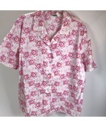 Vintage Blouse Tickets Floral Button Front Plus Size 20 Flowers Boho  - $15.83