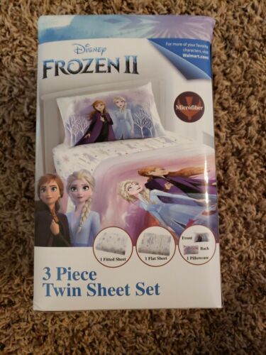 Frozen II Sheet Set Kids Bedding 3-Piece Twin Size Toddlers Room Pink Purple  - $28.01