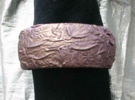 Fabulous Bronze-tone Fabric Covered Wide Bangle Bracelet 1980s vintage - £10.41 GBP