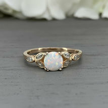 1Ct Round Cut Fire Opal &amp; Diamond Pretty Anniversary Ring 14k Rose Gold Over - £82.68 GBP