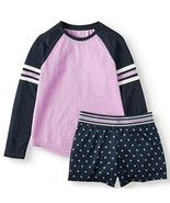 Wonder Nation Girls 2 PC Sleep Set Long Sleeve Shirt &amp; Shorts X-Small (4... - £11.02 GBP