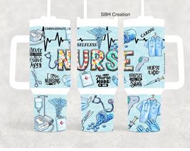 40oz Nurse theme insulated tumbler sliding lid and straw - $39.60