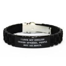 Reusable English Cocker Spaniel Dog Black Glidelock Clasp Bracelet, I Love My En - $19.55