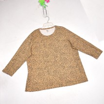 Kim Rogers XL Top Cheetah Print 3/4 Sleeve Perfectly Soft 100% Cotton - $11.34