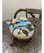 Blue Sky Ceramics Teapot Heather Goldmine Bella Flora Summer Dogwood Lad... - $55.48 CAD