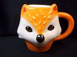 Fox face 3D stoneware coffee mug 12 oz Autumn Fall 8&quot; NEW - £5.57 GBP