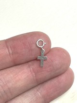 STERLING SILVER Tiny Cross Charm Pendant / round spring clasp - £7.78 GBP