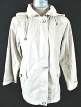 Mackintosh womens Small  L/S beige FULL ZIP 2 pocket HOODED lined jacket... - £8.41 GBP