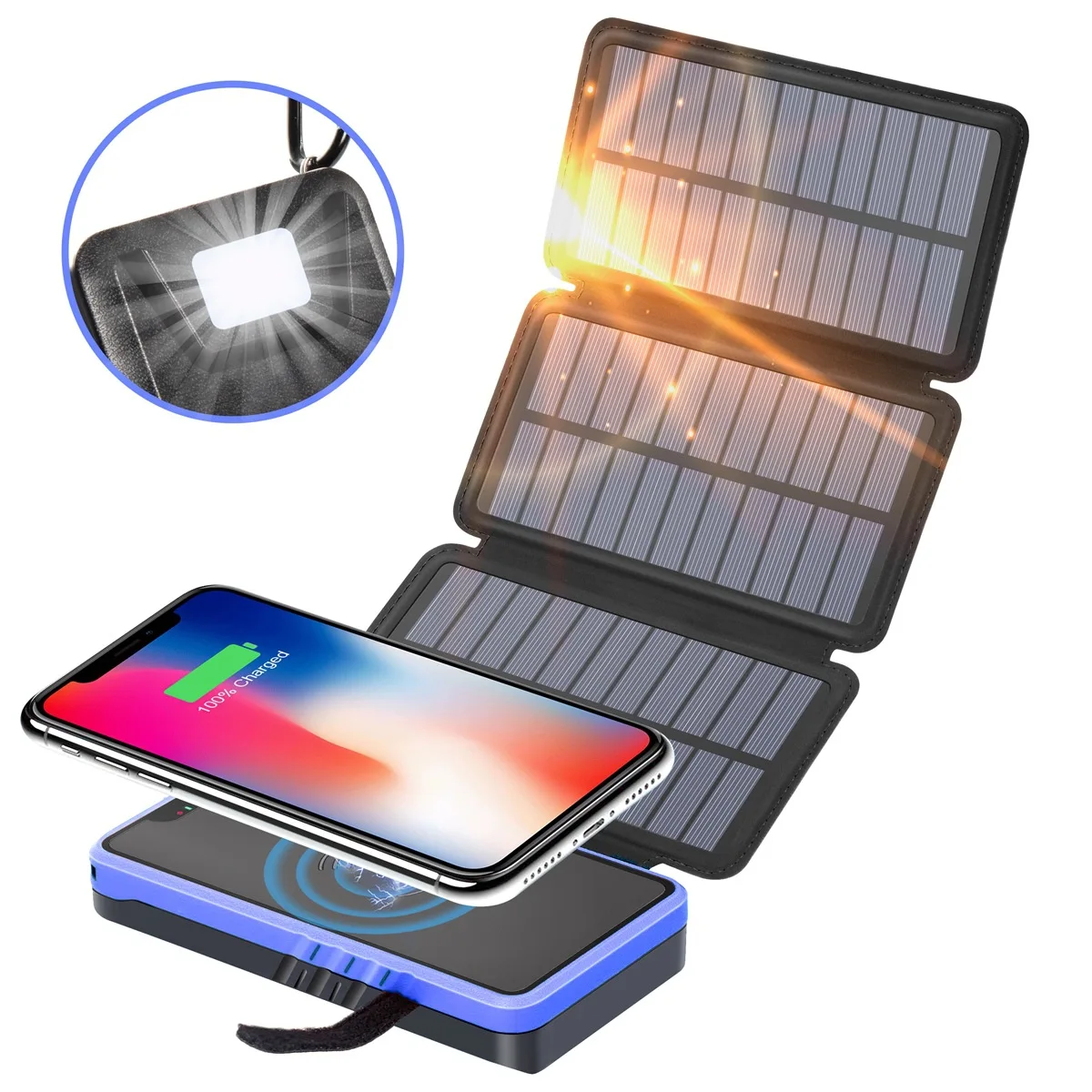 Folding Solar Power Bank Wireless 100000mAh Waterproof Outdoor External Battery  - £228.08 GBP