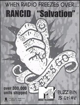 Rancid 1996 Salvation Let&#39;s Go ad 8 x 11 MTV Buzz Bin b/w advertisement print - £3.16 GBP