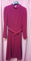 Dress Winter 90% Wool Red Cherry 44 Fabric Crêpe Length Midi - £60.73 GBP