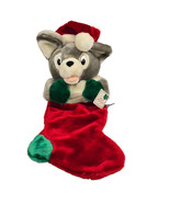 Vintage A &amp; A Aurora Plush Christmas Stocking Mouse Grey Stuffed Animal ... - $22.73