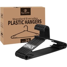 Black Plastic Hangers 20 Pack, Light Weight Durable Clothes Hangers Non-Slip Sli - £20.43 GBP