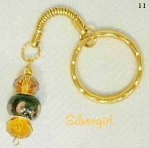 Golden Amber Lampwork Crystal Beaded Key Chain  - $8.99