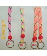 Bright Colorful Fluorescent Woven Wrist Strap Key Rings  - £3.98 GBP