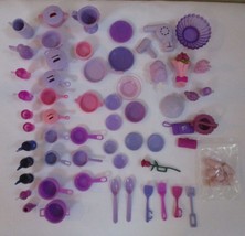 Barbie Lot of 67 Pots, Pans, Dishes &amp; More Purples - $25.24