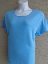 New Hanes Silver For Her 2X S/S Crew Neck Ribbed Cotton Tee Top Lit. Blue - £3.59 GBP