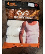 Realtree ~ Men&#39;s 4-Pack A-Shirts Tanks Undershirts White Cotton Blend ~ M - $33.60 CAD