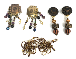 Vintage Clip On Earring Lot Southwest Earrings Beaded Dangle Ethnic Drop - $29.00