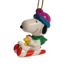 Vintage Peanuts Snoopy &amp; Woodstock On Sled PVC Christmas Ornament MINT!  - £6.32 GBP