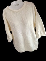 Vintage Liz Baker Granny Core Textured Sweater Size 18 Ivory Cream Popover - £19.11 GBP