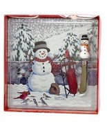 Snowman Glass Christmas and Holiday Cheeseboard with Spreader - £11.74 GBP