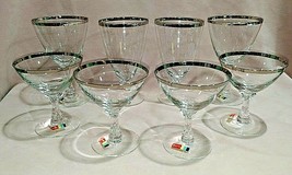 Fostoria Wedding Ring Crystal Glassware 4 Claret Wine &amp; 4 Water Goblets-Platinum - $80.00