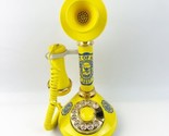 Vtg Candlestick Telephone Rotary Dial Yellow Blue University Michigan Fa... - £86.90 GBP