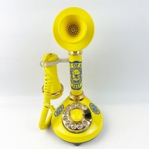 Vtg Candlestick Telephone Rotary Dial Yellow Blue University Michigan Fa... - $109.99