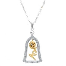 0.30 CT Round Moissanite White-Yellow Gold Plated Rose-Flower Pendant Necklace - £121.14 GBP