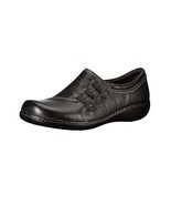 Clarks Womens 8 M Black Leather Ashland Effie Slip On Flat Comfort Shoe ... - $57.59 CAD