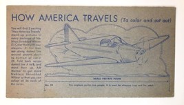 Nabisco Shredded Wheat How America Travels Color Cut Out Card Sm. Private Plane - $9.00