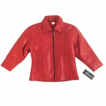 RUGINA, Sanzzini, Kids Loose Hip Leather Jacket Red Size M - £93.48 GBP