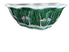 Antique Chinese Famille Verte Butterfly and Leaves Planter - £195.94 GBP