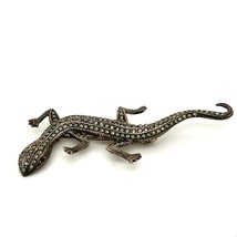 Vintage Sterling Signed 925 Crawling Lizard Gecko Marcasite Designer Brooch Pin - £51.43 GBP