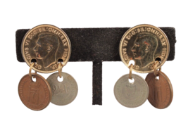 Coin Earrings Screw Backs Multi-national Real Money 1881-1951 - £18.62 GBP