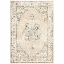 9 X 12 Beige And Ivory Center Jewel Area Rug - €1.379,84 EUR