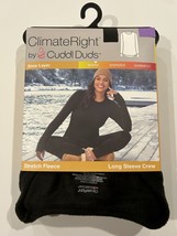 Climate Right Cuddl Duds Women&#39;s Stretch Fleece Long Sleeve Crew Black X-Small - £7.09 GBP
