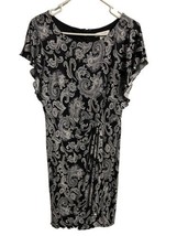 White House Black Market Knee Length  Dress Womens Size 6 Floral Knit Fa... - $17.16