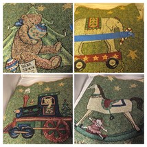 Christmas Toys Bear Elephant Train Horse Tapestry Table Runner WarrenKimble Gift - £23.51 GBP