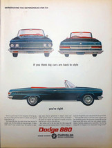 Vintage Blue 1964 Dodge 880 Convertible Big Cars Are Back in Style Print AD  - £5.17 GBP