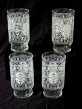 Vintage ANCHOR HOCKING 5.25&quot; Tea Beverage WEDDING LACE Filigree Glass - ... - $24.18
