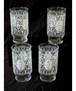 Vintage ANCHOR HOCKING 5.25&quot; Tea Beverage WEDDING LACE Filigree Glass - ... - $24.18