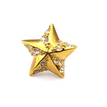 Vintage Krementz Star Tie Tack, Clear Crystals on Gold Tone Lapel Pin, Mens - £25.51 GBP